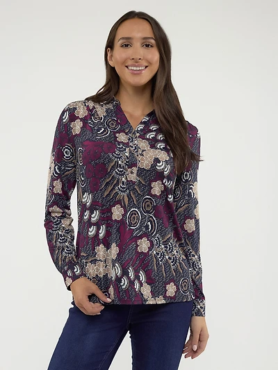 Long-sleeve semi-fitted blouse