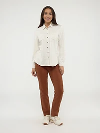 Long-sleeve semi-fitted blouse with buttons
