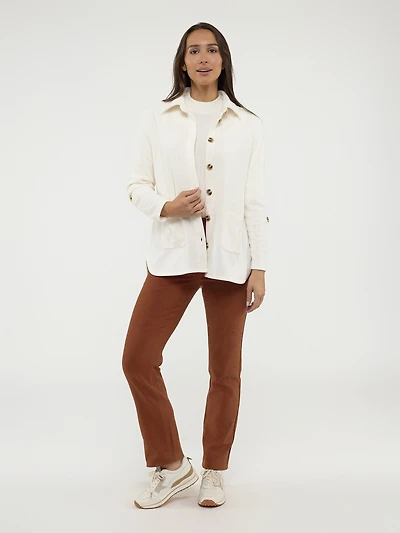 Long-sleeve semi-fitted blouse with buttons