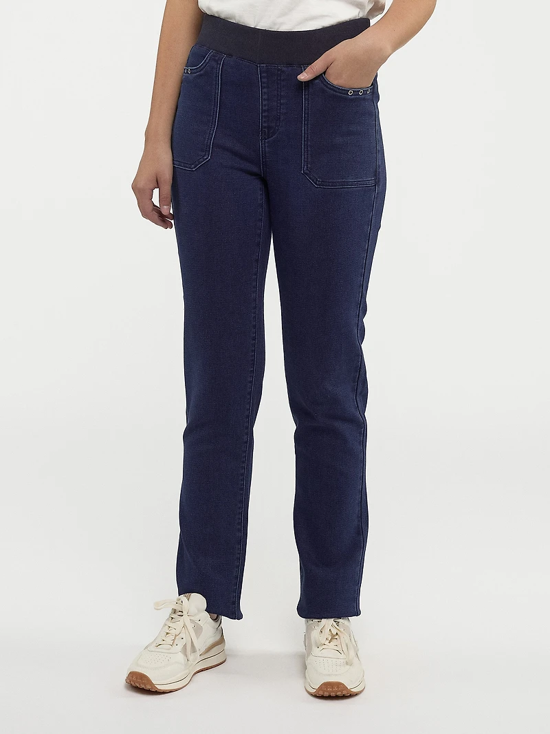 Pantalon droit semi-ajusté en denim à enfiler