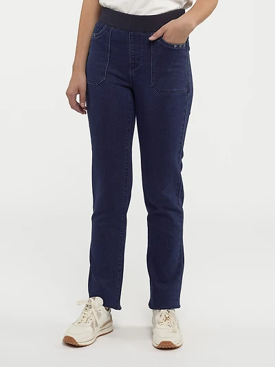 Pantalon droit semi-ajusté en denim à enfiler