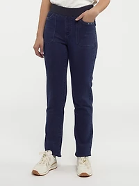 Pantalon droit semi-ajusté en denim à enfiler