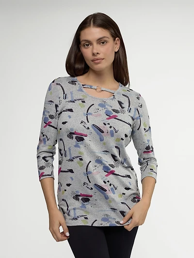 3/4-sleeve semi-fitted tunic