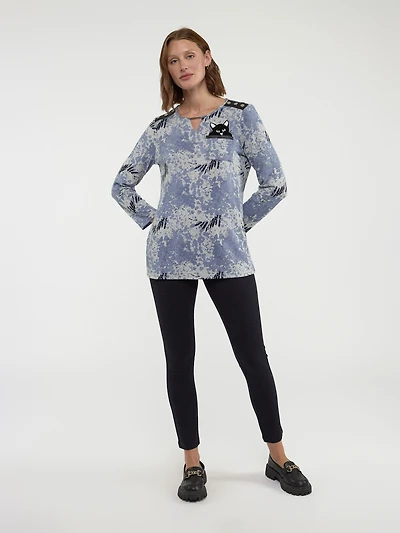 3/4-sleeve semi-fitted tunic