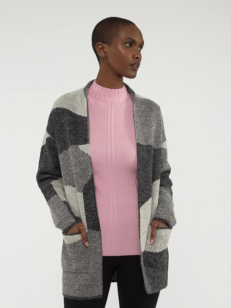 Cardigan en tricot ouvert à manches longues