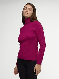Long-sleeve semi-fitted pullover sweater