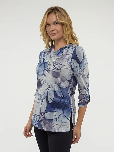 3/4-sleeve semi-fitted tunic