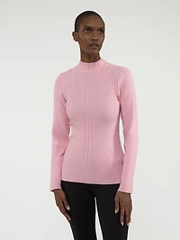 Long-sleeve semi-fitted pullover sweater