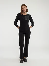 Long-sleeve semi-fitted pullover sweater