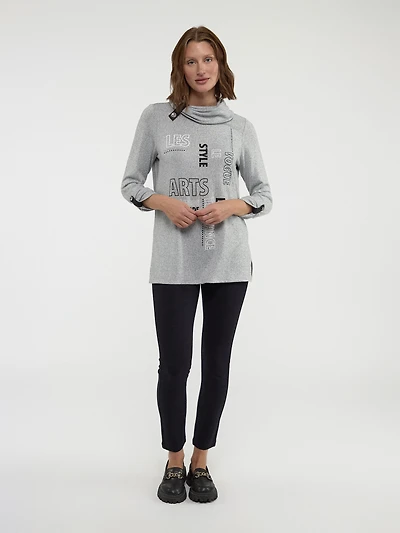 Long-sleeve semi-fitted knit tunic