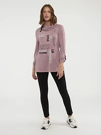 Long-sleeve semi-fitted knit tunic
