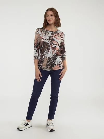 3/4-sleeve semi-fitted tunic