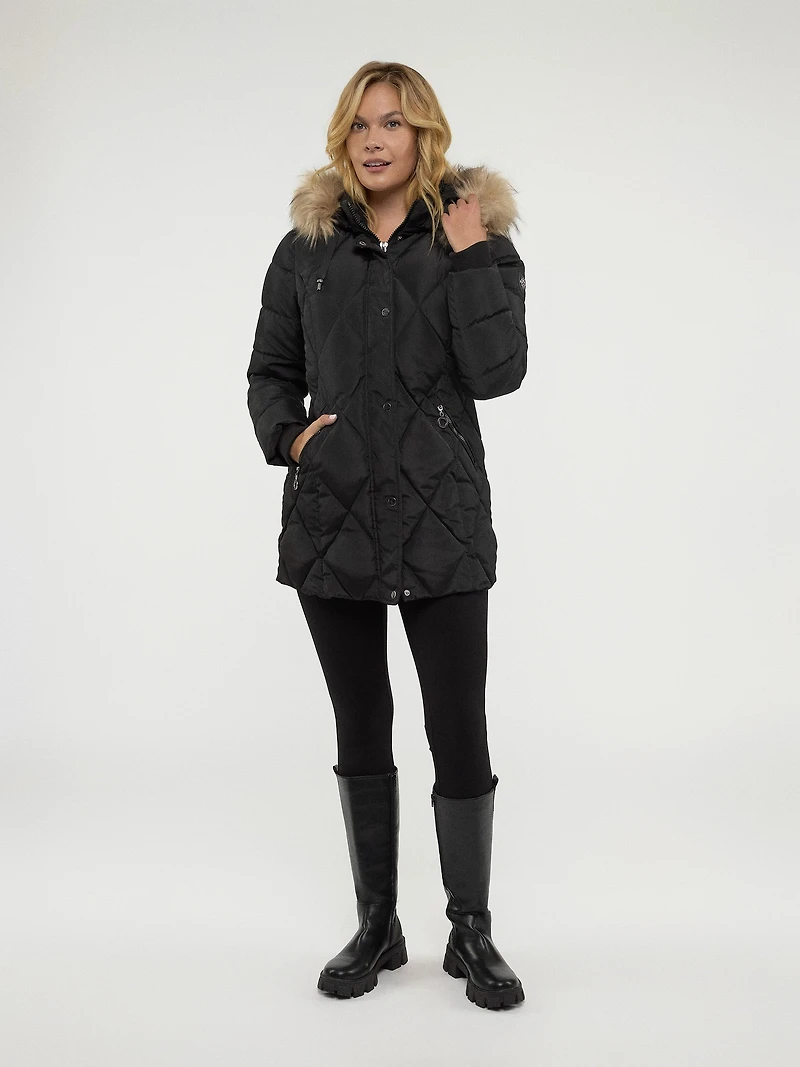 Semi-fitted mid-thigh coat