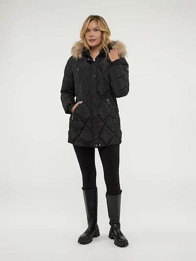 Semi-fitted mid-thigh coat