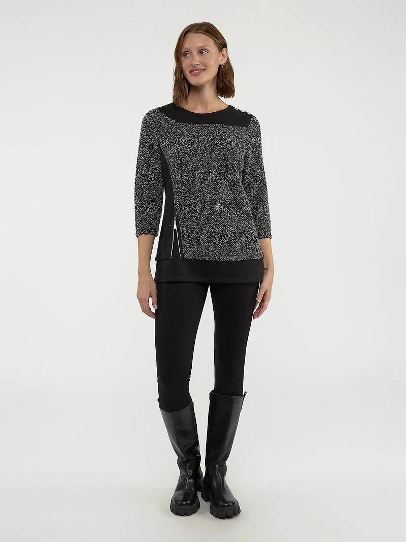 3/4-sleeve semi-fitted fooler tunic