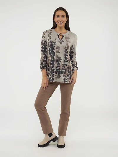 Long-sleeve semi-fitted knit tunic