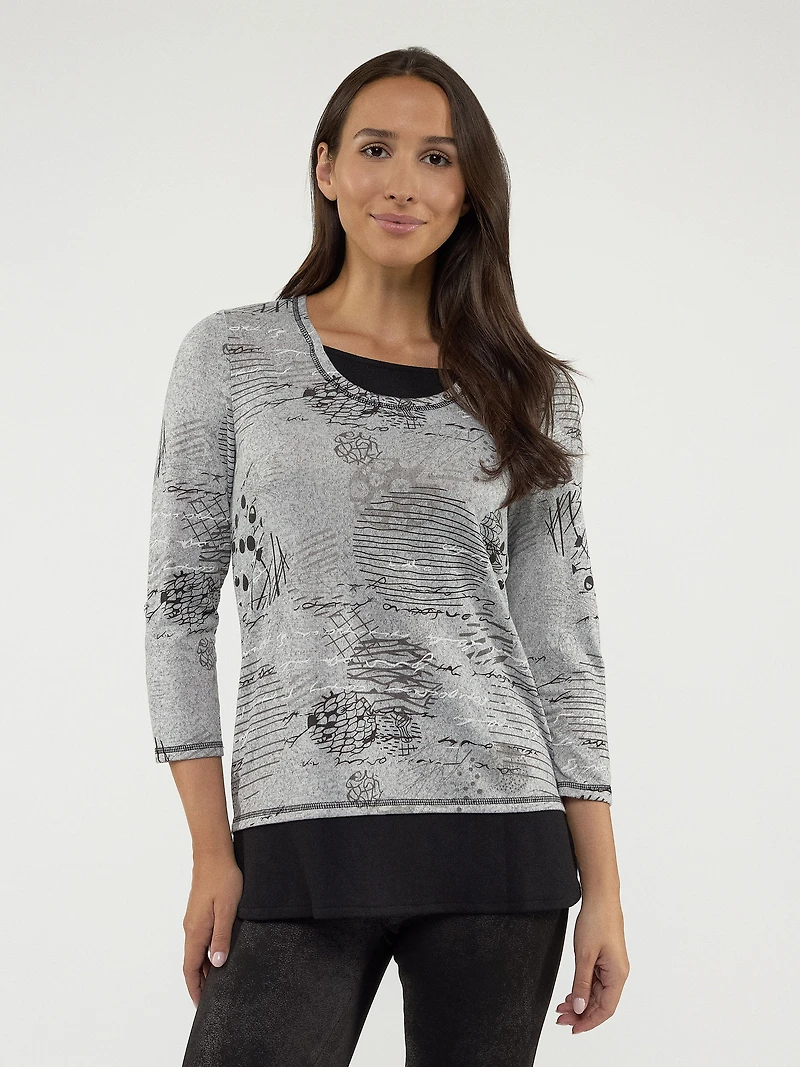 Haut trompe l'œil à manches 3/4