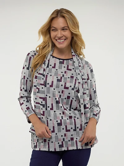 3/4-sleeve semi-fitted tunic