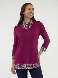 Haut trompe l'œil à manches 3/4