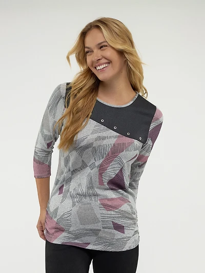 3/4-sleeve semi-fitted tunic