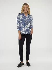 3/4-sleeve semi-fitted blouse with buttons