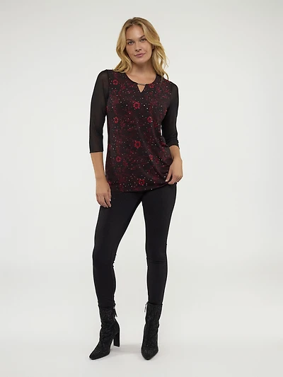 3/4-sleeve semi-fitted tunic