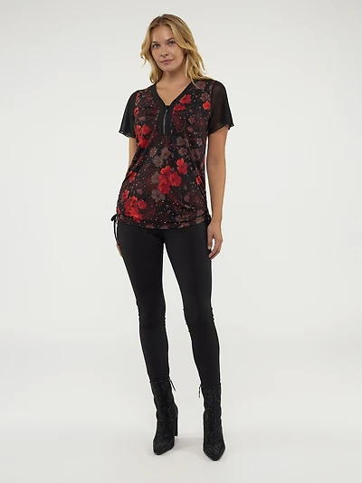 Short-sleeve semi-fitted tunic