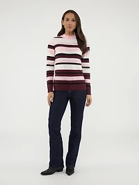 Long-sleeve semi-fitted pullover sweater