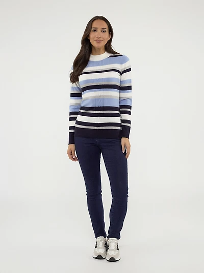 Long-sleeve semi-fitted pullover sweater