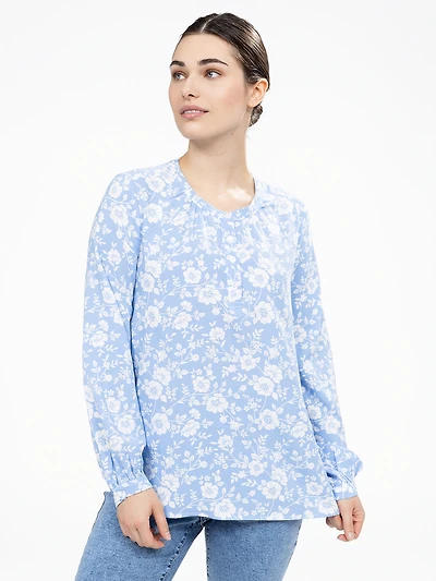 Long-sleeve semi-fitted blouse