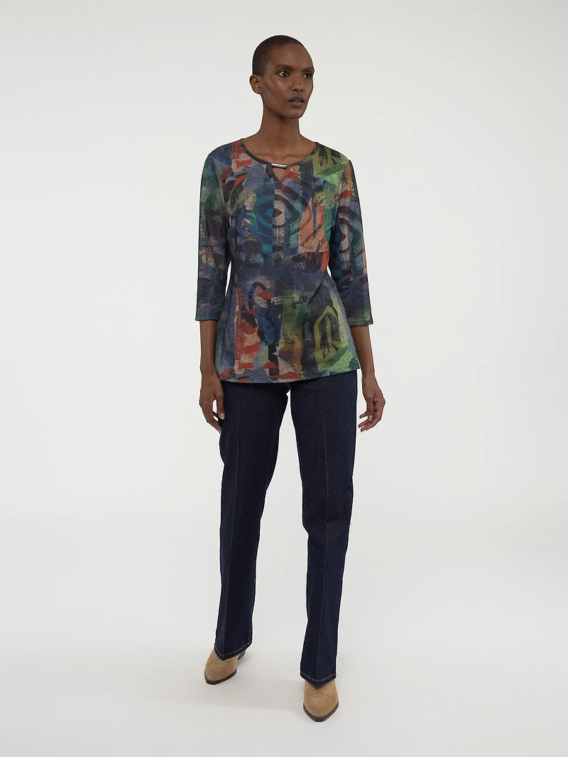 3/4-sleeve semi-fitted t-shirt