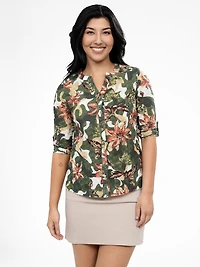 Blouse semi-ajustée à manches 3/4 avec boutons