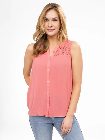 Blouse sans manches avec boutons