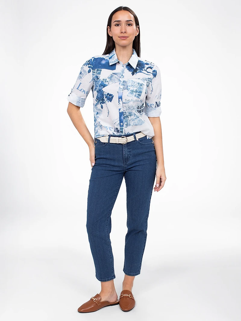 Blouse à manches 3/4 avec boutons