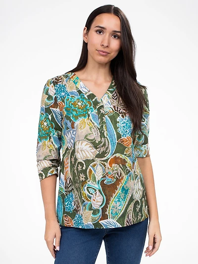 3/4-sleeve loose blouse