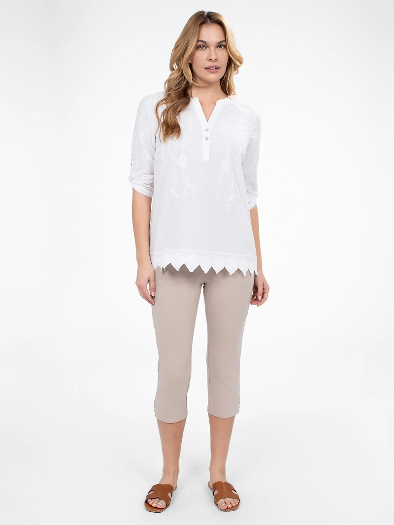 3/4-sleeve semi-fitted blouse