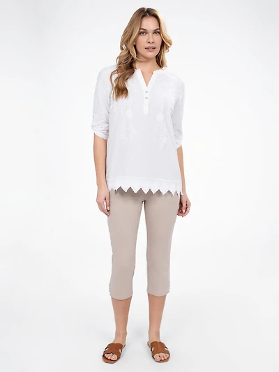 3/4-sleeve semi-fitted blouse