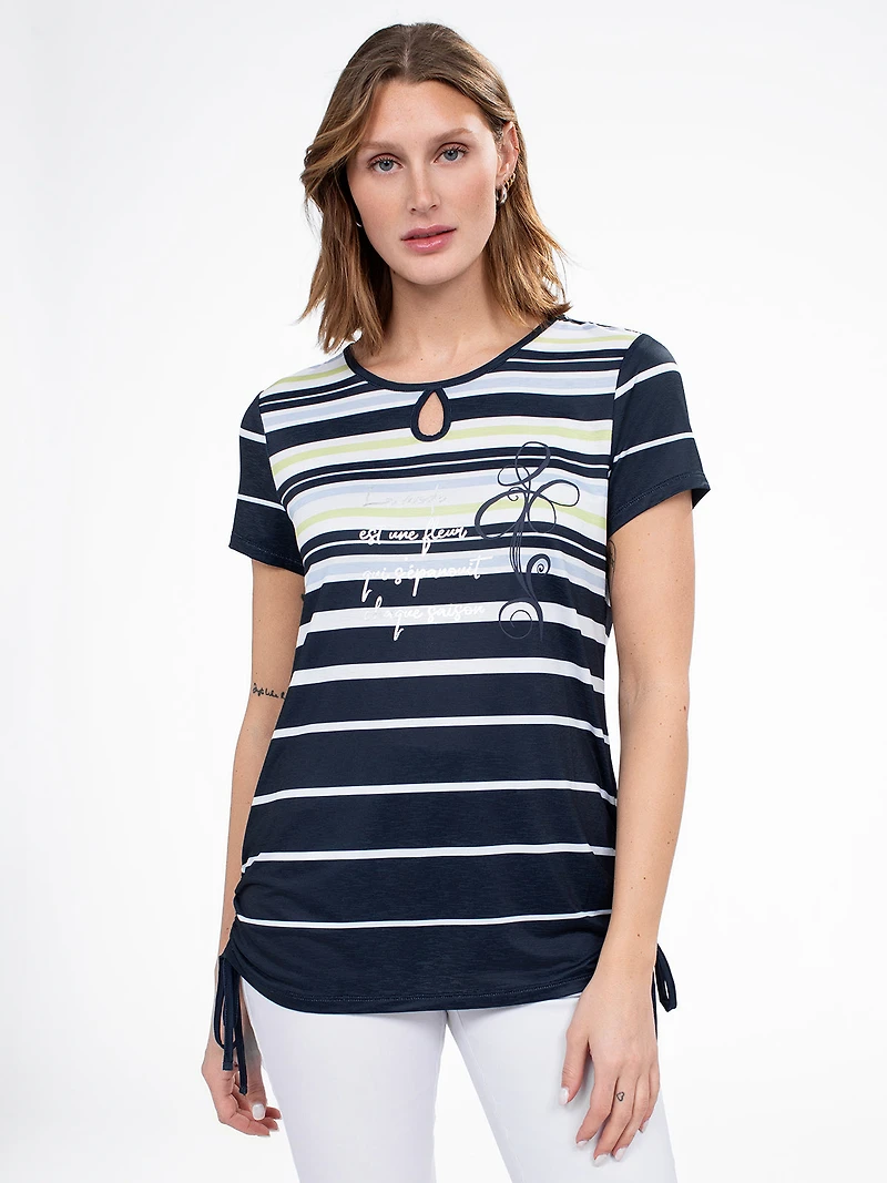 Short-sleeve semi-fitted tunic