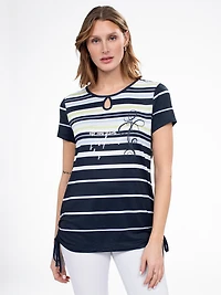 Short-sleeve semi-fitted tunic