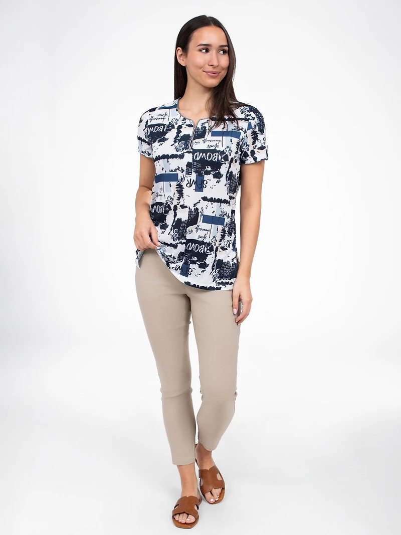 Short-sleeve semi-fitted tunic