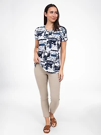 Short-sleeve semi-fitted tunic
