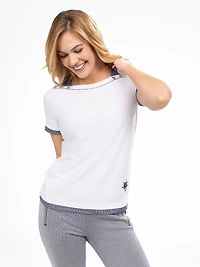 Haut trompe l'oeil semi ajusté à manches courtes