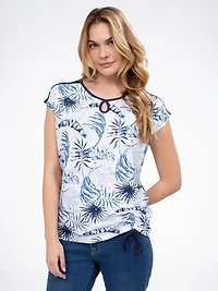 Short-sleeve semi-fitted tunic