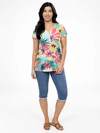 Short-sleeve semi-fitted tunic