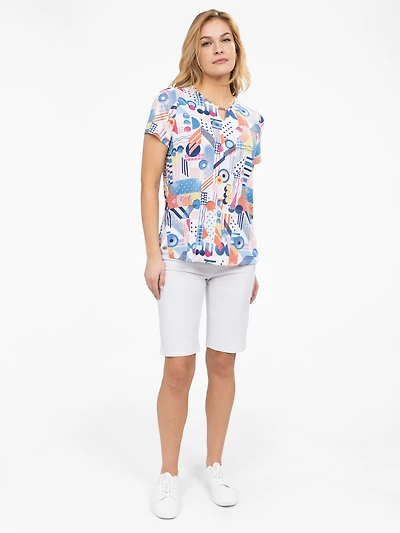 Short-sleeve semi-fitted tunic
