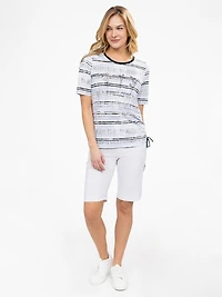 Short-sleeve semi-fitted tunic