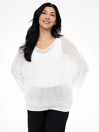 Chandail en tricot ample à manches 3/4