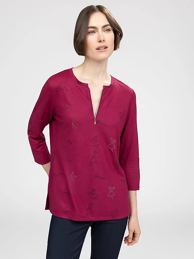 3/4-sleeve semi-fitted tunic