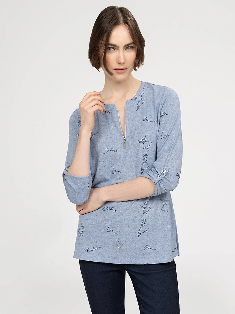 3/4-sleeve semi-fitted tunic