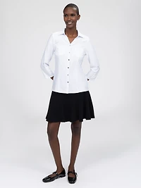 3/4-sleeve semi-fitted blouse with buttons